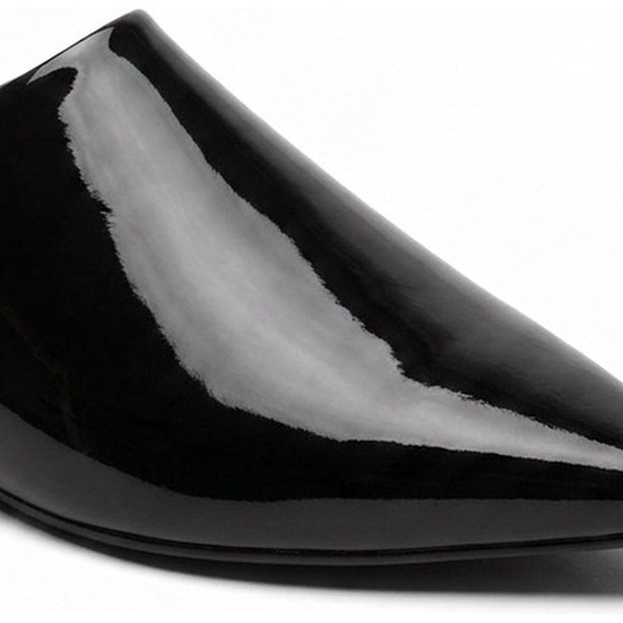The high-shine pointed toe of the mule