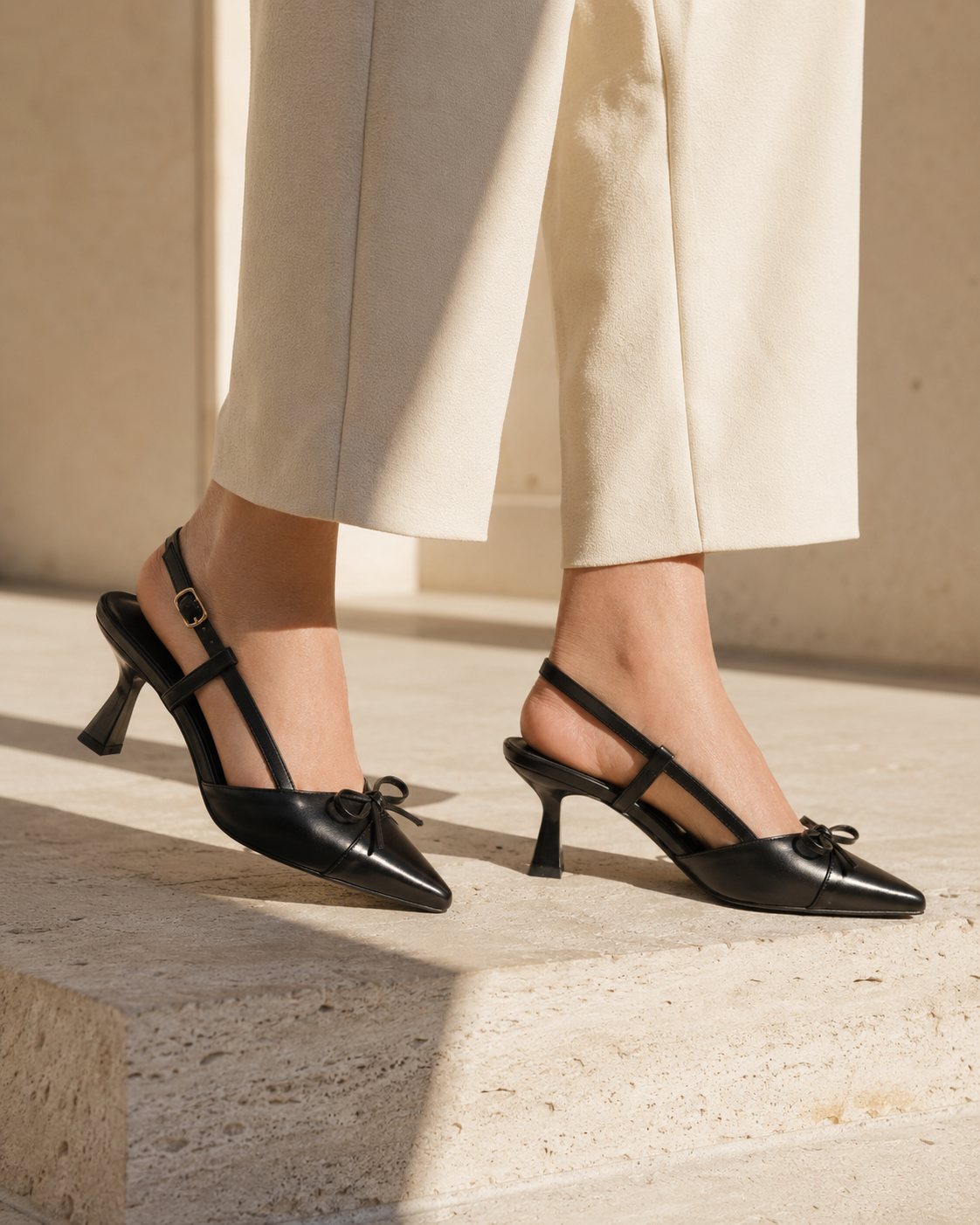 The Leblon Slingback, worn